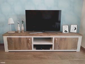 Steigerhouten TV meubel wit