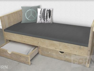 Steigerhouten bed Flinske Eenpersoons