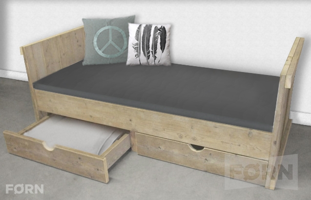 Ongebruikt Steigerhouten bed met laden - Steigerhoutenmeubelshop.nl AY-67