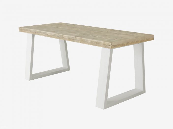 Steigerhouten tafel Ravine wit onderstel