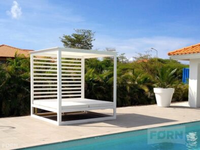 Houten zonnebed wit