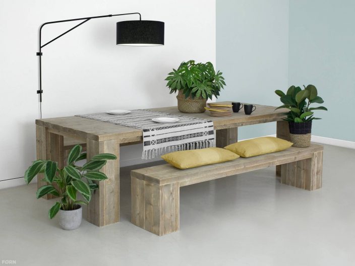 Steigerhouten tafel kollmar met extra dikke planken