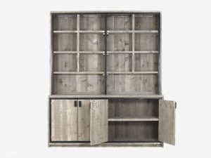 industriele buffetkast ben steigerhout staal witte achtergrond