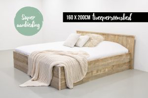 Steigerhouten bed 160 x 200cm Aanbieding