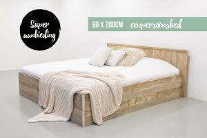 Steigerhouten bed 90 x 200cm Aanbieding