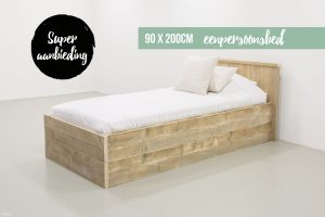 steigerhouten bed 90 x 200cm aanbieding