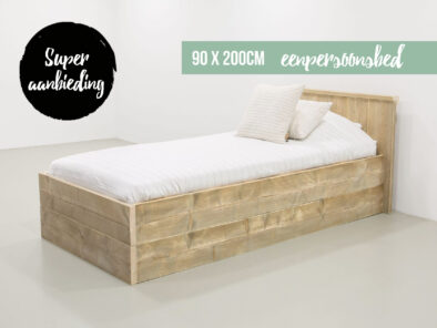 steigerhouten bed 90 x 200cm aanbieding